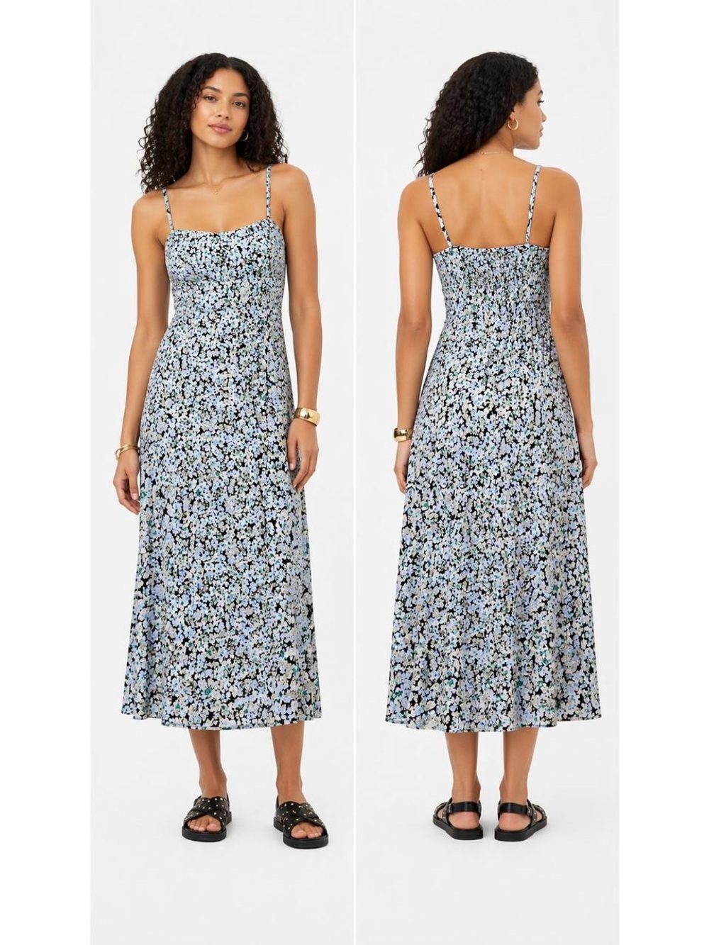 NWT Madewell Black Floral Ruched Bust Sweetheart Midi Dress Size 6